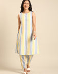 Multicolor Striped Cotton Kurta Set
