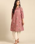 Pink Printed Muslin Kurta