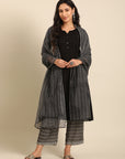 Black Solid Kurta Palazzo Set