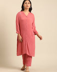 Coral Straight Kurta Pant Set