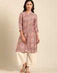 Muslin Pink Printed Kurta