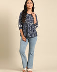 Indigo Printed Top