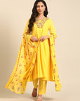Solid Yellow A-line Kurta Set