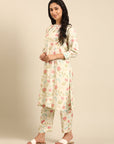 Offwhite Printed Muslin Kurta Pant Set