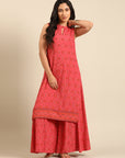 Coral Flared Kurta Pant Set