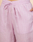 Lilac Print A-Line Kurta Set