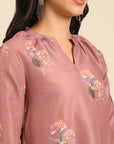 Pink Printed Muslin Kurta