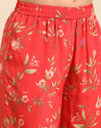 Red Printed Kurta Pant Set