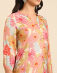 Multicolor Printed Muslin Kurta Pant Set