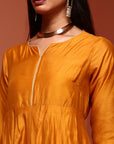 Mustard Solid Chanderi Anarkali Set