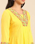 Solid Yellow A-line Kurta Set