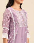 Lilac Chanderi Kurta Set