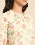 Offwhite Printed Muslin Kurta Pant Set