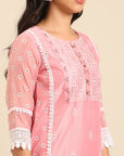Pink Chanderi Kurta Set