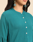 Teal Straight Kurta Pant Set