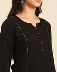 Black Solid Kurta Palazzo Set