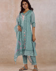 Aqua Embroidered Kurta Set