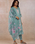 Aqua Embroidered Kurta Set