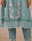 Aqua Embroidered Kurta Set