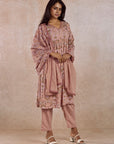 Peach Gathered Kurta Set