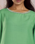 Solid Green Stylish Kurta Set