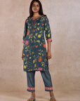 Teal Printed Kurta Set