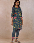 Teal Printed Kurta Set