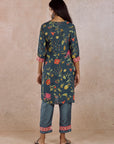 Teal Printed Kurta Set