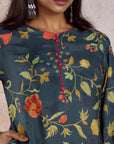 Teal Printed Kurta Set