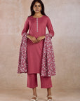 Magenta Solid Kurta Set