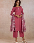 Magenta Solid Kurta Set