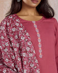 Magenta Solid Kurta Set