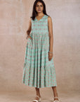 Mint Rayon Printed Tiered Dress