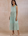 Mint Rayon Printed Tiered Dress