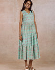Mint Rayon Printed Tiered Dress