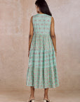Mint Rayon Printed Tiered Dress