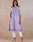 Lilac Cotton Embroidered Kurta