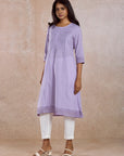 Lilac Cotton Embroidered Kurta