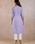 Lilac Cotton Embroidered Kurta