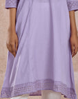 Lilac Cotton Embroidered Kurta