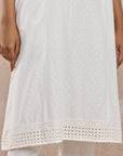 Off white Cotton Embroidered Kurta