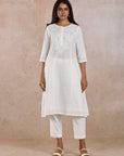 Off white Cotton Embroidered Kurta