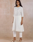 Off white Cotton Embroidered Kurta