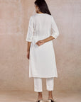 Off white Cotton Embroidered Kurta