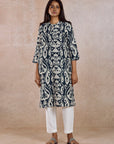 Indigo Printed Muslin Kurta