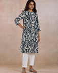 Indigo Printed Muslin Kurta