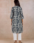 Indigo Printed Muslin Kurta