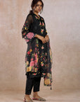 Black Embroidered Kurta Set
