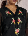 Black Embroidered Kurta Set
