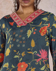 Teal Printed Kurta